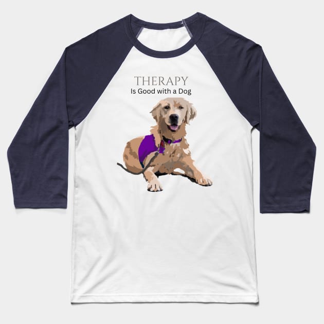 Therapy Dog Purple Baseball T-Shirt by B C Designs